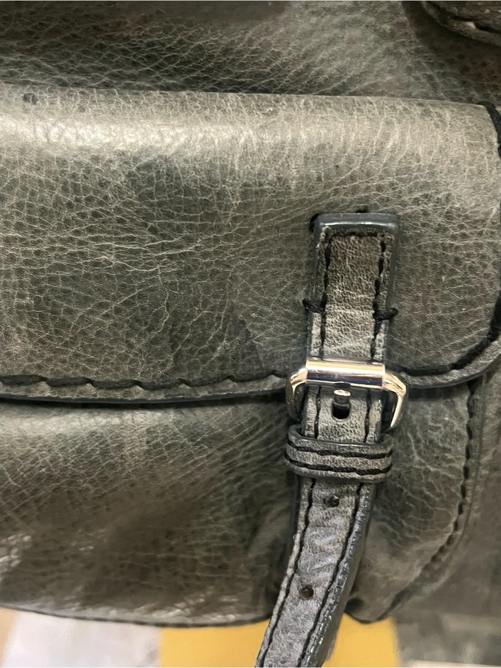 Chloe Large Distressed Black/Gray Leather Satchel